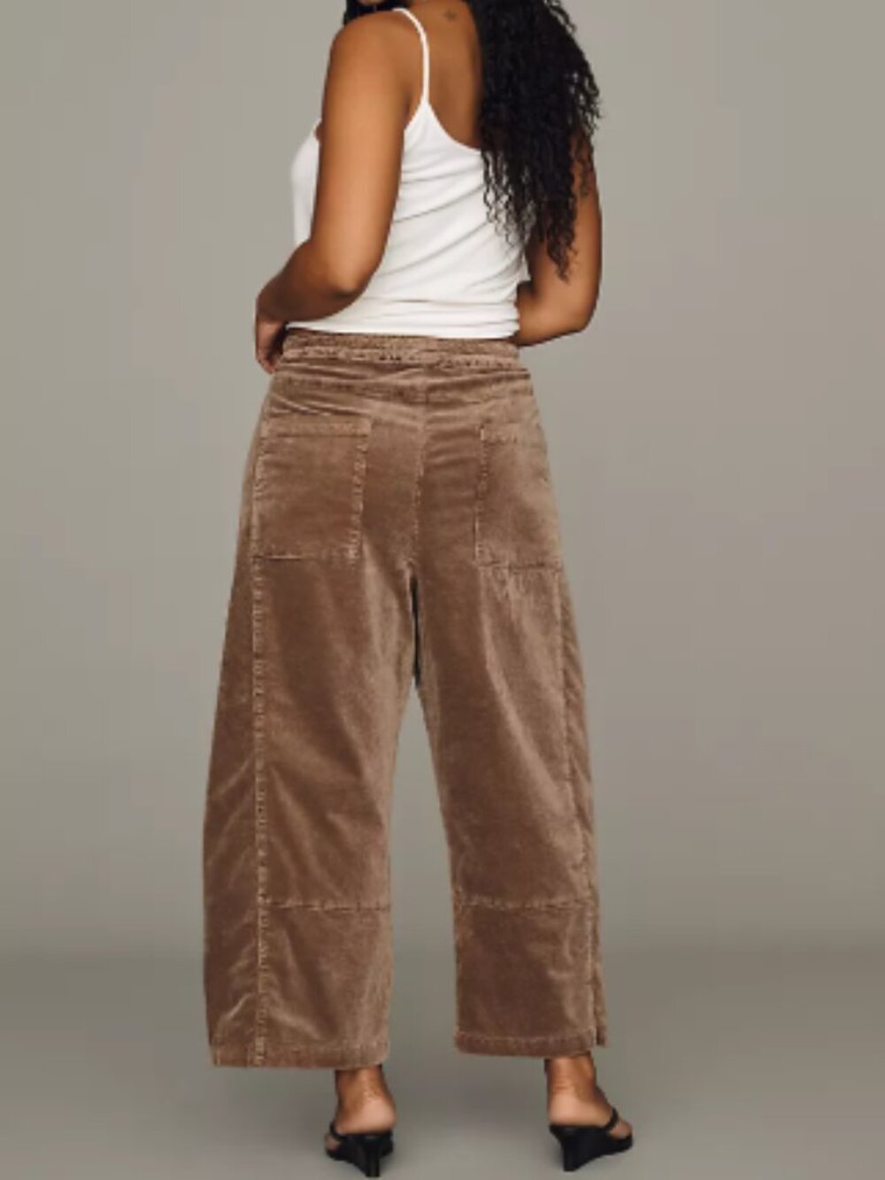 NWT Pilcro Izzie Relaxed Corduroy Pull On Barrel Pants Brown Size XL - Picture 2 of 5
